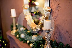 Christmas interior in purple and gold colors