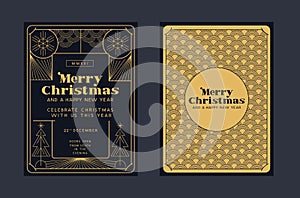 Christmas Invitation Art Deco Style Background Vector
