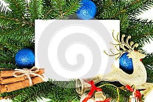 Christmas invitation card for holiday greeting decorated by fir