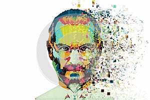 Christmas Island, Australia, August 8, 2017: an illustration in the art style in the form of a mosaic Steve Jobs