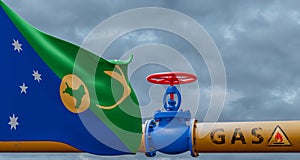 Christmas Island gas, valve on the main gas pipeline Christmas Island, Pipeline with flag Christmas Island, Pipes of gas from