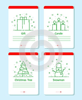 Christmas items set vector line design
