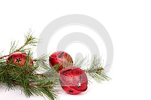 Christmas jingle bells with a pine branch photo