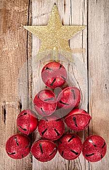 Christmas jingle bells and star shaped like a Christmas tree
