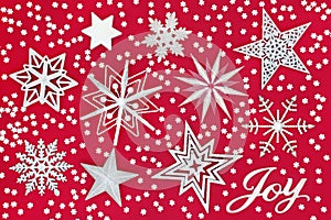 Christmas Joy Sign with Star and Snowflake Decorations