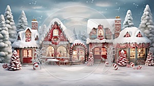 Christmas is a joyful North Pole village scene, complete with Santa Claus and elves, creating a playful and festive, AI generated