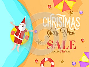 Christmas july fest, flyer, banner or poster design with Happy S