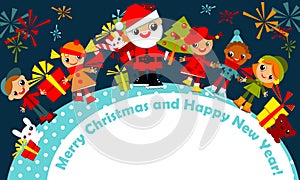 Christmas kids. greeting card