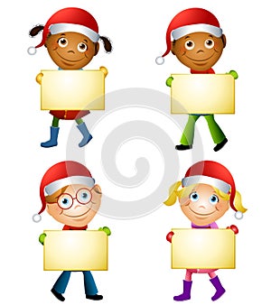 Christmas Kids Holding Signs