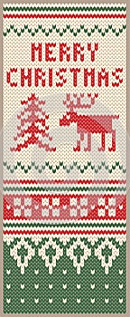 Christmas knitted pattern with deer