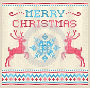 Christmas knitted pattern with deer