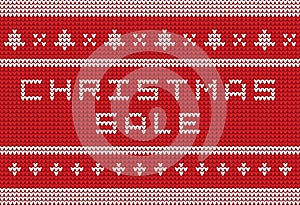 Christmas knitted sweater style sale banner. Vector illustration.