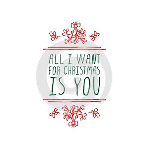 Christmas label with text on white background