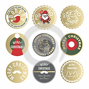 Christmas labels and tags collection with Santa Claus and New Year wishes typographic