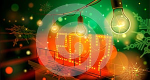 Christmas lamp light bulbs Illuminated new year 2017 on dark background. Vector illustration