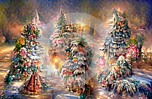 Christmas landscape dream, idyllic christmas banner