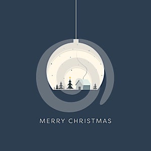 Christmas landscape inside xmas decoration vector background. Holiday seasonal creative card template.