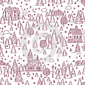 Christmas Landscape Seamless Background