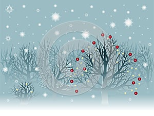 Christmas landscape with snowbound trees
