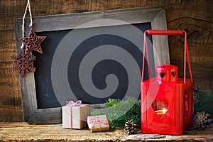 Christmas lantern with blackboard