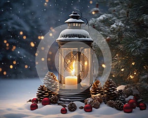 Christmas lantern with candles