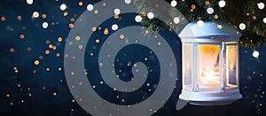 Christmas Lantern, Christmas and New Year holidays background, winter season
