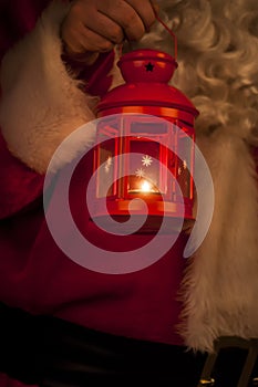 Christmas Lantern with Santa Claus in the Background