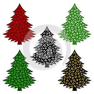 Christmas leopard tree. Paper cut template. Animal decorative ornament