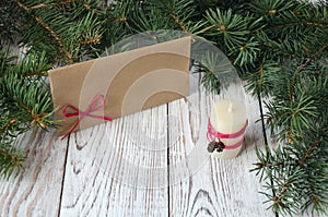 Christmas. Letter and candle