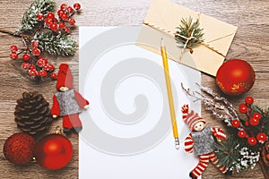 Christmas letter for Santa Claus, xmas traditional childrens mail to North Pole. Dear Santa