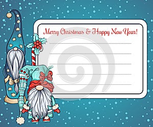 Christmas letter template with gnomes