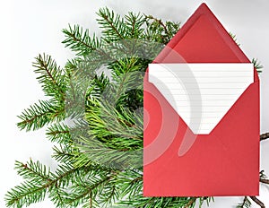 Christmas letter to Santa in envelope