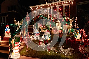 Christmas light decoration on a house