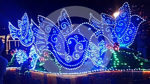 Christmas Light Display of Blue Birds