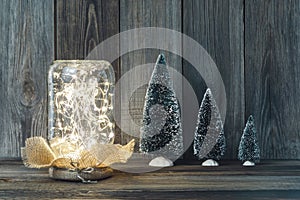 Christmas light in a glass jar