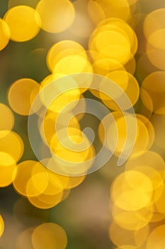 Christmas light gold bokeh. New Year holiday decoration background