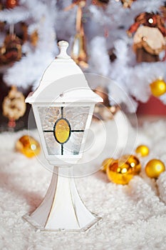 Christmas light interior with white lamp