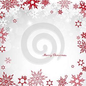 Christmas light vector background illustration with snowflakes and red Merry Christmas wishes