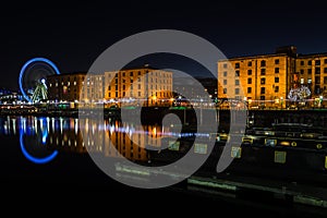 Christmas lights along the Albert Dock