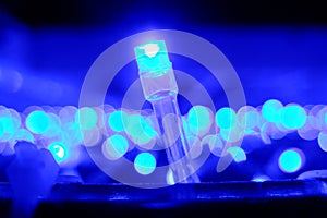 Christmas lights on blue