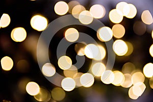 Christmas lights. Bokeh lights against a dark background. Christmas garlands with a blurred focus in the form of a