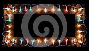Christmas lights bulb frame decoration. isolated for design