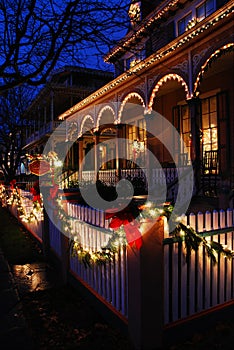 Christmas lights in a Vioctorian Town