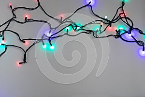 Christmas lights on dray background