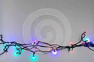 Christmas lights on dray background