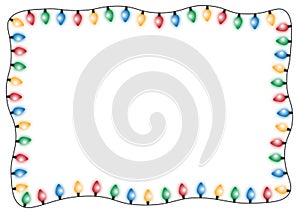 Christmas lights frame, decorative garland with lights, high quality vector image