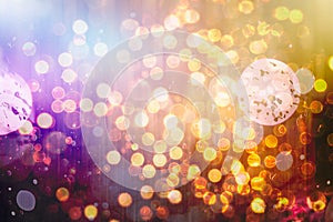 Christmas lights. Gold Holiday New year Abstract Glitter Defocused Background With Blinking Stars and sparks