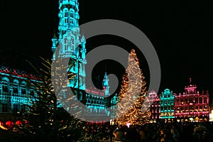 Christmas lights, Grand Place, Brussels, Belgium