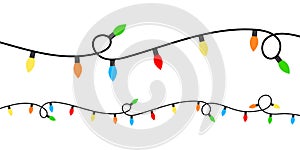 Christmas lights icon set background