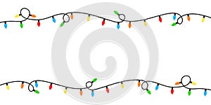 Christmas lights icon set background